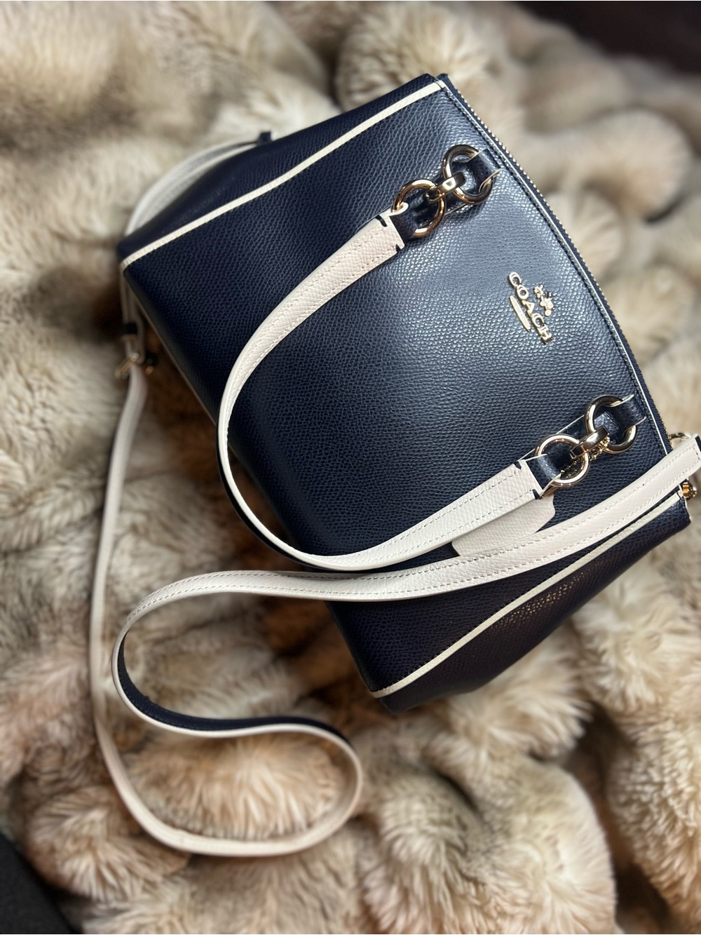 NWOT Coach Mini Christie Carryall midnight blue crossgrain leather - Retail $350
